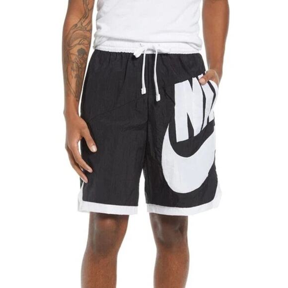 Nike Men's Black White Dri-fit Throwback Basketball Shorts Size Large - Picture 1 of 6